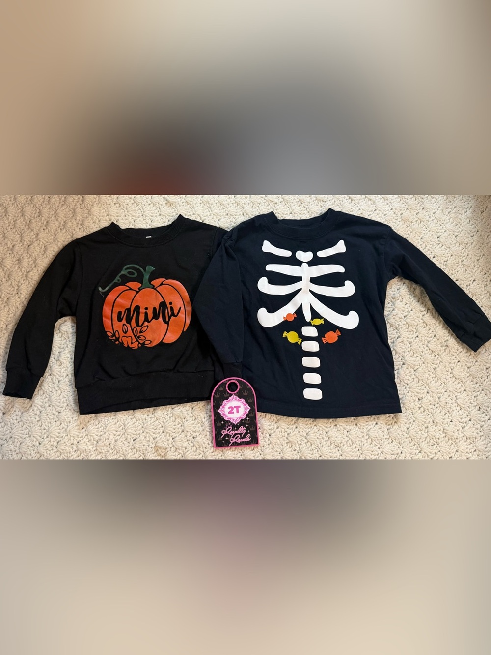 Carter's Black Long-Sleeve Halloween Skeleton Tee with Pumpkin & Candy